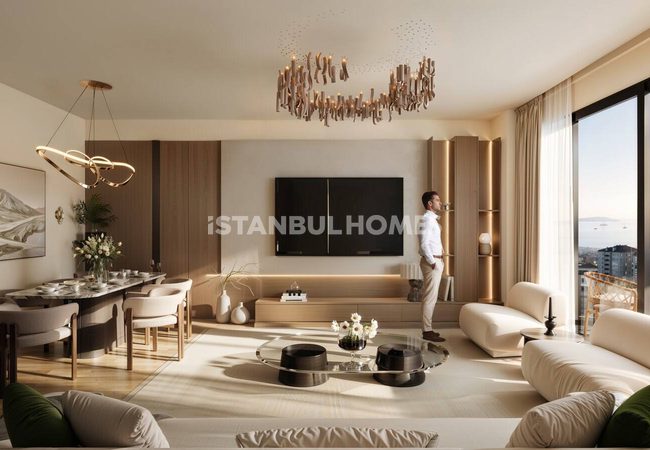 شقق تطل على البحر في مجمع يحتوي على حمام سباحة في كارتال اسطنبول 6