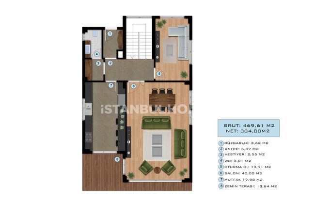 New Build Triplex Villas with Private Pool in Beylikduzu 54