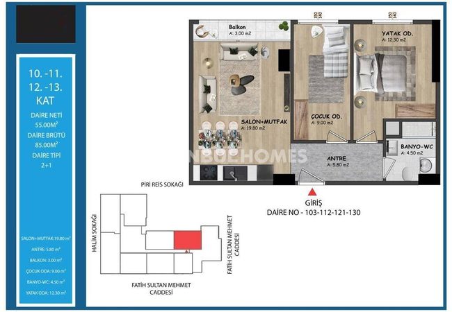 İstanbul Kağıthane'de Şık Tasarımlı Anahtar Teslim Daireler 14