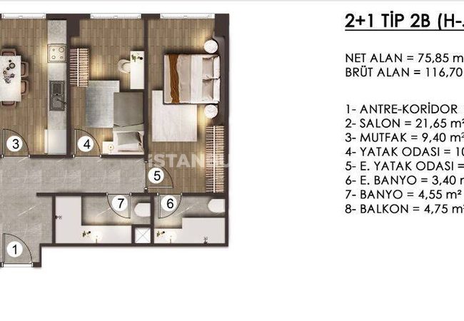 İstanbul Zeytinburnu'nda Geniş Kullanım Alanı Sunan Daireler 27