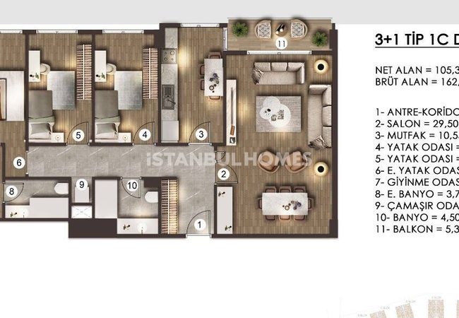 İstanbul Zeytinburnu'nda Geniş Kullanım Alanı Sunan Daireler 33