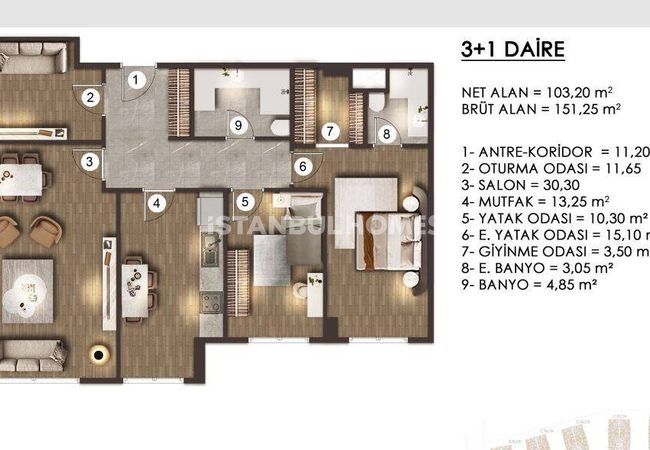 İstanbul Zeytinburnu'nda Geniş Kullanım Alanı Sunan Daireler 34