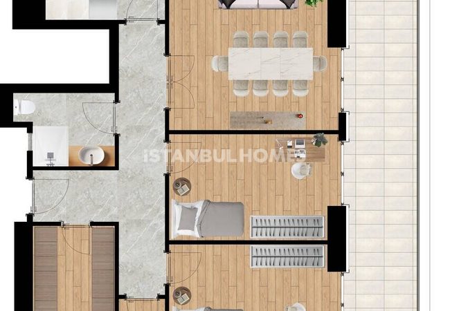 Flats in a Complex with a Pool in Buyukcekmece 22