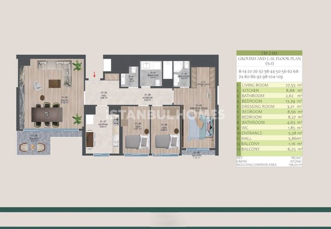 4-zimmer-wohnung In Anlage Mit Pool In Istanbul Kartal 31