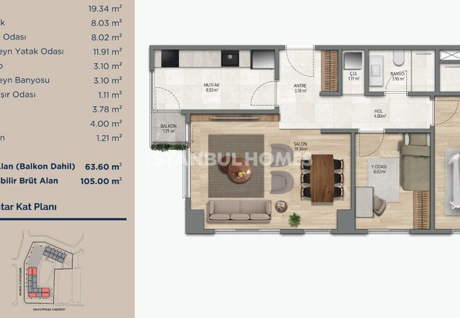 泽伊廷布尔努 (zeytinburnu) 距离地铁站 400 米的优雅公寓 25