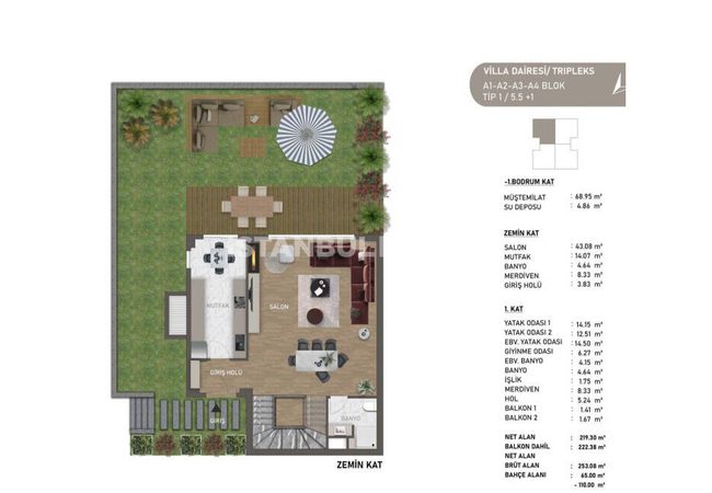 İstanbul Beykoz'da Güvenlikli Sitede Havuzlu 5 Odalı Villalar 15