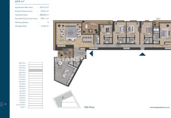 Stylish Middle Floor Apartments and Penthouses in Bakirkoy 39