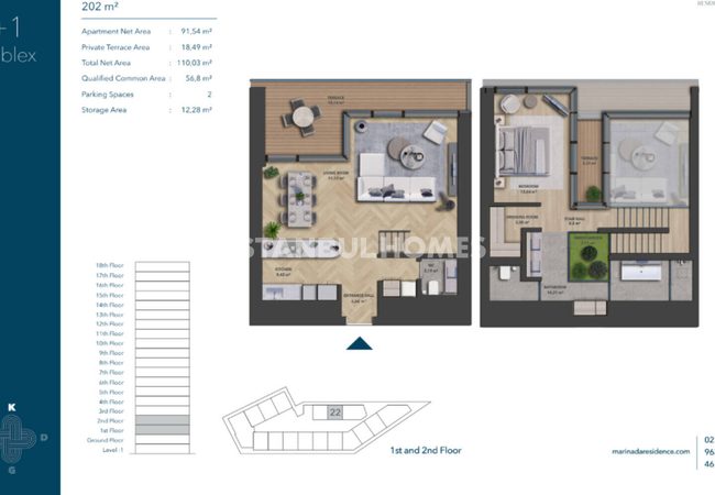 Stylish Middle Floor Apartments and Penthouses in Bakirkoy 35