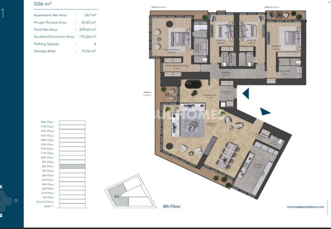 Stylish Middle Floor Apartments and Penthouses in Bakirkoy 36