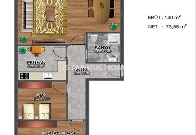 Flats with Community Pool and Parking Lot in İstanbul 26