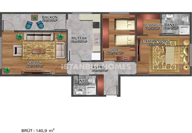 Flats with Community Pool and Parking Lot in İstanbul 24