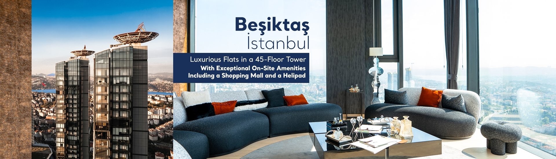 Flats with On-site Pool, Gym, and Mall in Beşiktaş İstanbul